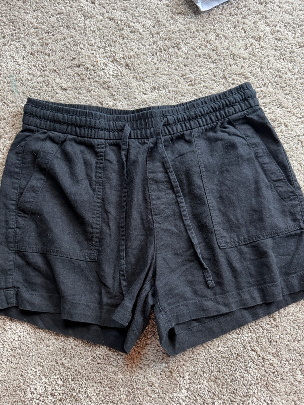 Old Navy Black Drawstring Linen-Blend Athletic Shorts